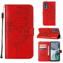 For Motorola Moto G62 5G Embossed Butterfly Flip Leather Phone Case(Red)