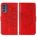 For Motorola Moto G62 5G Embossed Butterfly Flip Leather Phone Case(Red)
