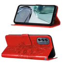 For Motorola Moto G62 5G Embossed Butterfly Flip Leather Phone Case(Red)