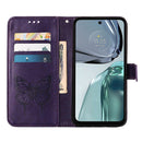 For Motorola Moto G62 5G Embossed Butterfly Flip Leather Phone Case(Dark Purple)