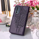 For Motorola Moto G62 5G Embossed Butterfly Flip Leather Phone Case(Dark Purple)