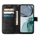 For Motorola Moto G62 5G Embossed Butterfly Flip Leather Phone Case(Black)