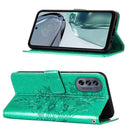For Motorola Moto G62 5G Embossed Butterfly Flip Leather Phone Case(Green)
