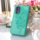 For Motorola Moto G62 5G Embossed Butterfly Flip Leather Phone Case(Green)