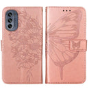 For Motorola Moto G62 5G Embossed Butterfly Flip Leather Phone Case(Rose Gold)