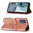 For Motorola Moto G62 5G Embossed Butterfly Flip Leather Phone Case(Rose Gold)