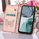 For Motorola Moto G62 5G Embossed Butterfly Flip Leather Phone Case(Rose Gold)