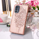 For Motorola Moto G62 5G Embossed Butterfly Flip Leather Phone Case(Rose Gold)
