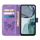 For Motorola Moto G62 5G Embossed Butterfly Flip Leather Phone Case(Purple)