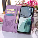 For Motorola Moto G62 5G Embossed Butterfly Flip Leather Phone Case(Purple)