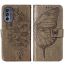 For Motorola Moto G62 5G Embossed Butterfly Flip Leather Phone Case(Grey)