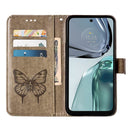 For Motorola Moto G62 5G Embossed Butterfly Flip Leather Phone Case(Grey)