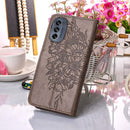For Motorola Moto G62 5G Embossed Butterfly Flip Leather Phone Case(Grey)