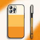 For iPhone 14 Pro Tricolor Gradient Lambskin Phone Case(Yellow)