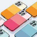 For iPhone 14 Pro Tricolor Gradient Lambskin Phone Case(Cyan-blue)