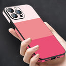 For iPhone 14 Pro Tricolor Gradient Lambskin Phone Case(Cyan-blue)