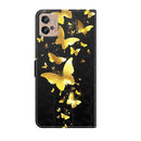 For Motorola Moto G32 3D Painting Pattern TPU + PU Leather Phone Case(Gold Butterfly)