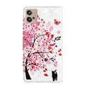 For Motorola Moto G32 3D Painting Pattern TPU + PU Leather Phone Case(Cat Under The Tree)