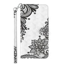 For Motorola Moto G32 3D Painting Pattern TPU + PU Leather Phone Case(Diagonal Black Flower)