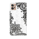 For Motorola Moto G32 3D Painting Pattern TPU + PU Leather Phone Case(Diagonal Black Flower)