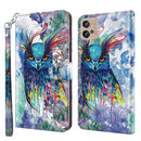 For Motorola Moto G32 3D Painting Pattern TPU + PU Leather Phone Case(Watercolor Owl)