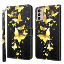 For Motorola Moto G42 3D Painting Pattern TPU + PU Leather Phone Case(Gold Butterfly)