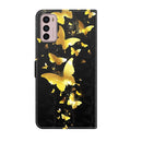 For Motorola Moto G42 3D Painting Pattern TPU + PU Leather Phone Case(Gold Butterfly)