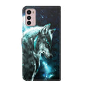 For Motorola Moto G42 3D Painting Pattern TPU + PU Leather Phone Case(Wolf)