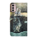 For Motorola Moto G42 3D Painting Pattern TPU + PU Leather Phone Case(Cat Tiger)