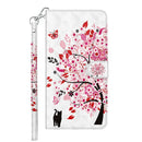 For Motorola Moto G42 3D Painting Pattern TPU + PU Leather Phone Case(Cat Under The Tree)