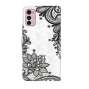 For Motorola Moto G42 3D Painting Pattern TPU + PU Leather Phone Case(Diagonal Black Flower)