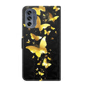 For Motorola Moto G62 3D Painting Pattern TPU + PU Leather Phone Case(Gold Butterfly)