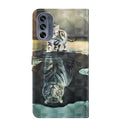 For Motorola Moto G62 3D Painting Pattern TPU + PU Leather Phone Case(Cat Tiger)
