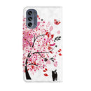 For Motorola Moto G62 3D Painting Pattern TPU + PU Leather Phone Case(Cat Under The Tree)