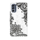 For Motorola Moto G62 3D Painting Pattern TPU + PU Leather Phone Case(Diagonal Black Flower)