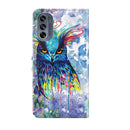 For Motorola Moto G62 3D Painting Pattern TPU + PU Leather Phone Case(Watercolor Owl)