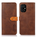 For Xiaomi Poco M4 5G/M5 5G KHAZNEH Dual-color Cowhide Texture Flip Leather Phone Case(Brown)