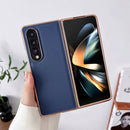 For Samsung Galaxy Z Fold4 Skyline Series Nano Electroplating PU Phone Case(Sky Blue)