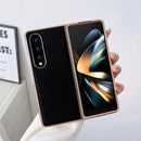 For Samsung Galaxy Z Fold4 Star Series Nano Electroplating PU Phone Case(Black)