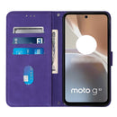 For Motorola Moto G32 Crossbody 3D Embossed Flip Leather Phone Case(Purple)