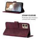 For Motorola Moto G32 Crossbody 3D Embossed Flip Leather Phone Case(Wine Red)