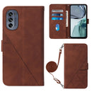 For Motorola Moto G62 5G Crossbody 3D Embossed Flip Leather Phone Case(Brown)