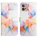 For Motorola Moto G32 PT003 Marble Pattern Flip Leather Phone Case(Marble White)