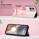 For Motorola Moto G32 PT003 Marble Pattern Flip Leather Phone Case(Rose Gold)