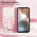 For Motorola Moto G32 PT003 Marble Pattern Flip Leather Phone Case(Rose Gold)