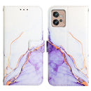For Motorola Moto G32 PT003 Marble Pattern Flip Leather Phone Case(White Purple)