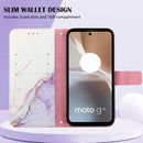 For Motorola Moto G32 PT003 Marble Pattern Flip Leather Phone Case(White Purple)