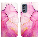 For Motorola Moto G62 5G PT003 Marble Pattern Flip Leather Phone Case(Pink Purple)