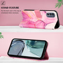 For Motorola Moto G62 5G PT003 Marble Pattern Flip Leather Phone Case(Pink Purple)