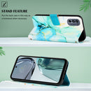 For Motorola Moto G62 5G PT003 Marble Pattern Flip Leather Phone Case(Green)
